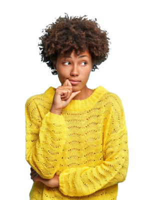 serious-pensive-woman-with-afro-hair-looks-away-stands-thoughtful-pose-thinks-about-problems-difficulties-dressed-warm-yellow-sweater-isolated-blue-wall-makes-decision